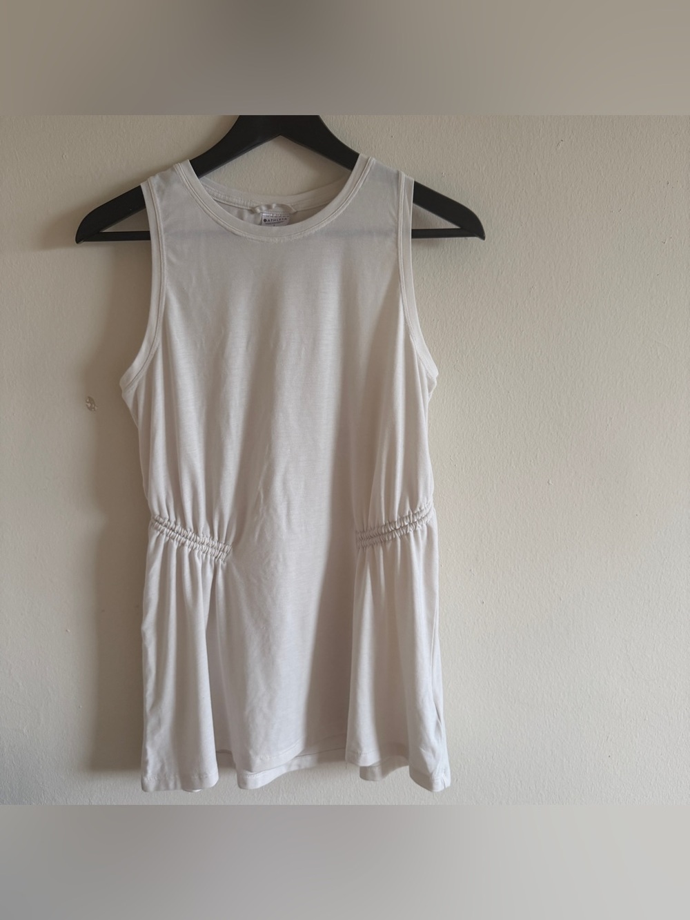 Athleta White Sleeveless Cinched-Waist Tank